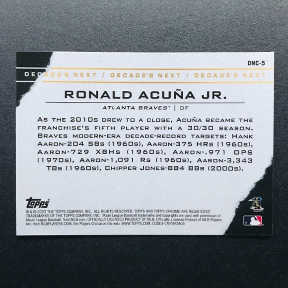 Ronald Acuna Jr. - 2020 Topps Chrome Update Decade's Next #DNC-5 - Picture 2 of 2